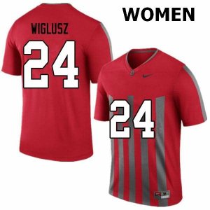 NCAA Ohio State Buckeyes Women's #24 Sam Wiglusz Throwback Nike Football College Jersey HZI8245TY